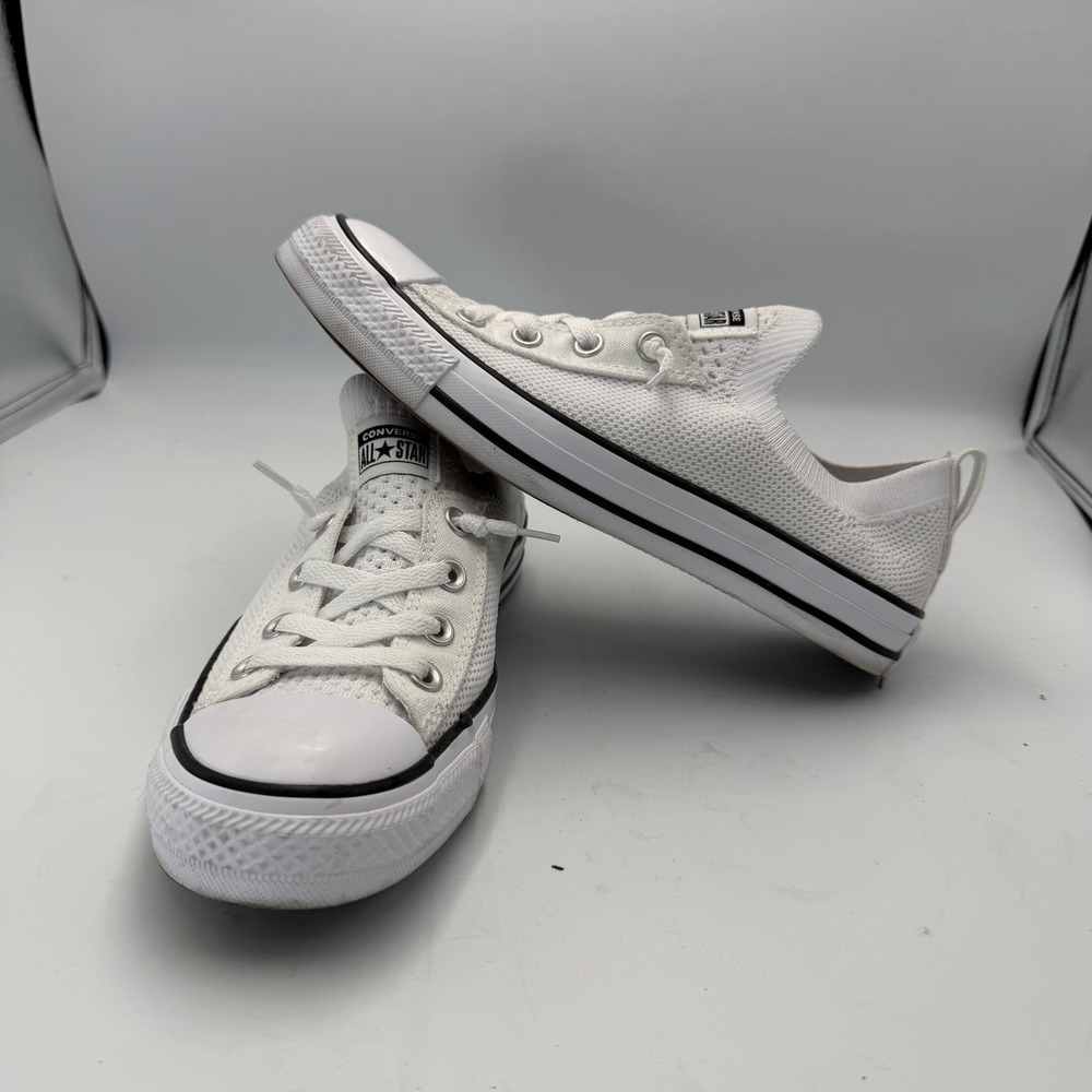 Converse White Low Top Knit Slip On Sneakers